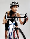 Road racing bicycle woman