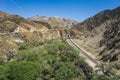 Road and Railroad Track in Desert Royalty Free Stock Photo