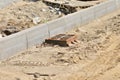 Road and rain drain in the city during renovation and modernization. Summer. Day Royalty Free Stock Photo