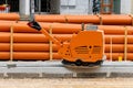 Road rammer machine on construction site Royalty Free Stock Photo