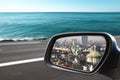 Road in rearview mirror Royalty Free Stock Photo