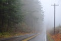 Road receding into fog