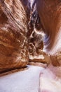 The road between the red rocks to the ancient city of Petra, Sik gorge Royalty Free Stock Photo