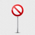 Road red signs collection isolated on transparent background. Road traffic control.Lane usage.Stop and yield. Regulatory Royalty Free Stock Photo