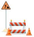 Road repair vector illustration. Under construction sign. Maintenance and construction of pavement Royalty Free Stock Photo