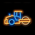 road repair pavering tractor neon glow icon illustration