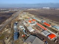 for road repair plant. The site with building materials for the