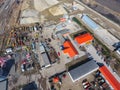 for road repair plant. The site with building materials for the
