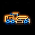 road repair tractor neon glow icon illustration