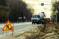 Road repairs in the Kaluga region in Russia.