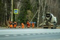 Road repairs in the Kaluga region in Russia.