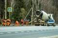 Road repairs in the Kaluga region in Russia.