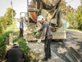 Road repairs in the Kaluga region in Russia.