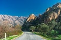 Road and rock detail from Latmos Besparmak Mountain. Milas, Aydin, Turkey