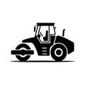 Road roller construction equipment heavy machinery solid black icon Royalty Free Stock Photo