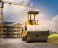 Road roller at construction site Royalty Free Stock Photo