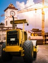 Road roller at construction site Royalty Free Stock Photo