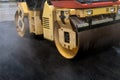 Road roller flattening new asphalt Royalty Free Stock Photo