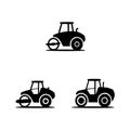 Road roller heavy compactor machinery solid icons collection Royalty Free Stock Photo