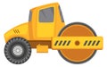 Road roller icon. Heavy construction cartoon vehicle