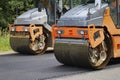 Road roller makes the paving Royalty Free Stock Photo