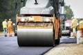 Road roller makes the paving Royalty Free Stock Photo