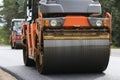 Road roller makes the paving Royalty Free Stock Photo