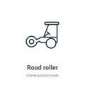 Road roller outline vector icon. Thin line black road roller icon, flat vector simple element illustration from editable tools Royalty Free Stock Photo