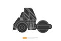 road roller Silhouette heavy equipment. isolated road grader asphalt compactor. Flat style steamroller Isolated on white clean