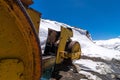 Road Roller in Spiti - Landscape of Spiti Valley, Himachal Pradesh, India / The Middle Land / Cold Desert Royalty Free Stock Photo