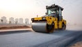 Road roller working on asphalt Royalty Free Stock Photo
