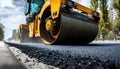 Road roller working on asphalt Royalty Free Stock Photo