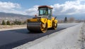 Road roller working on asphalt Royalty Free Stock Photo