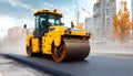 Road roller working on asphalt Royalty Free Stock Photo
