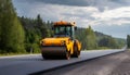 Road roller working on asphalt Royalty Free Stock Photo