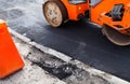 Road roller working on the road construction Royalty Free Stock Photo