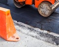 Road roller working on the road construction Royalty Free Stock Photo