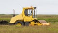 Road roller working