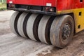 Road rollers during asphalt compaction works Royalty Free Stock Photo