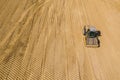 Road rollers working on the construction site aerial view Royalty Free Stock Photo