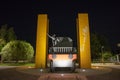 road roundabout with a train crook in honor of the railway workers in the Alentejo town of Cuba