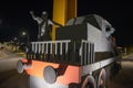 road roundabout with a train crook in honor of the railway workers in the Alentejo town of Cuba