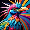 Road runner roadrunner bird feather display vibrant pop art color Royalty Free Stock Photo