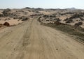 The road running through the Sahara desert.