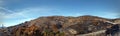 Road runs through burnt hillside after fire on Angel Island Royalty Free Stock Photo