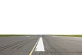 Road runway with markings on asphalt covering the surface. White background for replacement and editing