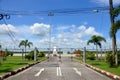 Road and runway with mesh fence of Trang Airport