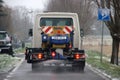 Road salt dispencer on the streets during slippery roads by municipality