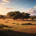 Road of savanna Field in summer season. made with Generative AI Royalty Free Stock Photo