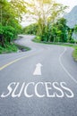 Road that says success in the asphalt.